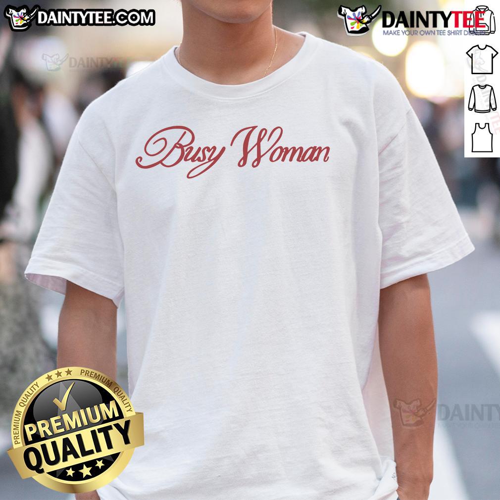 Alt Text: Sabrina Carpenter Busy Woman T-Shirt featuring stylish design and vibrant colors, perfect for fans and casual wear.