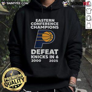 Official 25 Years Eastern Conference Champions hoodie celebrating the 2000 victory over the Knicks in 6 games.