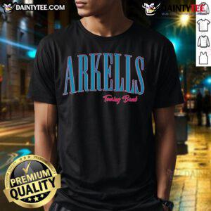 Alt Text: Official Arkells Touring Band T-Shirt featuring the band's logo and vibrant design, perfect for fans and concert-goers.