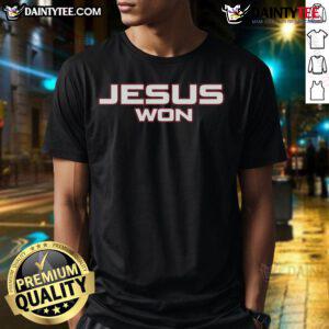 Alt Text: Official Chas McCormick Jesus Won T-Shirt featuring vibrant design, perfect for fans and believers alike.