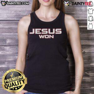 Official Chas McCormick Jesus Won tank top featuring bold text design, perfect for fans and casual wear.