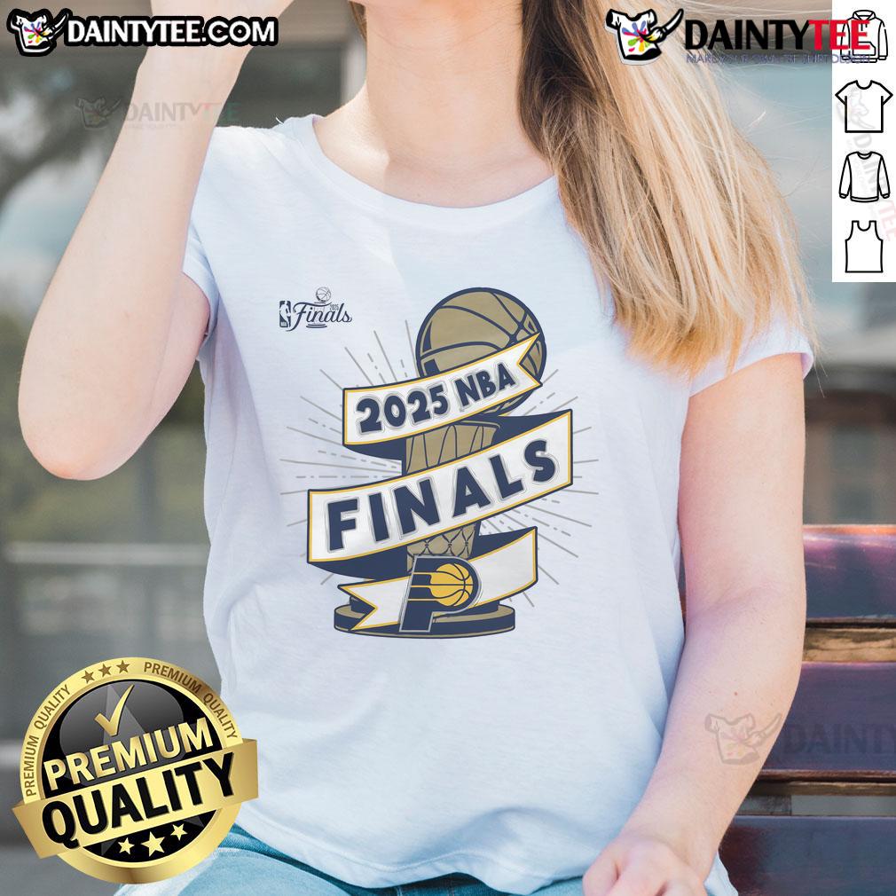 Official Indiana Pacers Stadium Essentials 2025 NBA Finals Clutch Ladies Tee in vibrant team colors, perfect for fans.