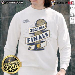 Official Indiana Pacers Stadium Essentials 2025 NBA Finals Clutch Sweatshirt in blue with team logo and stylish design.