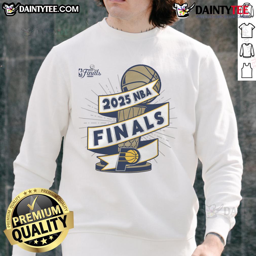 Official Indiana Pacers Stadium Essentials 2025 NBA Finals Clutch Sweatshirt in blue with team logo and stylish design.