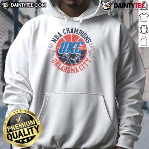 Official Oklahoma City Thunder NBA Finals Champions Tunnel Vision Hoodie showcasing team pride and style.