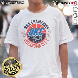 Official Oklahoma City Thunder NBA Finals Champions Tunnel Vision T-Shirt showcasing team pride and vibrant design.