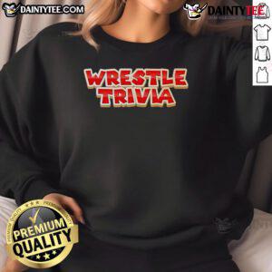 Official Super Wrestling Trivia Logo Sweatshirt featuring vibrant logo design for wrestling fans and trivia enthusiasts.