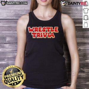 Official Super Wrestling Trivia Logo Tank Top featuring vibrant graphics and a bold design for wrestling fans.