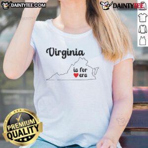 Official Virginia is for Lovers map graphic on a stylish ladies tee, perfect for tourists and locals alike.