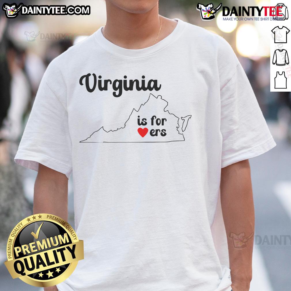 Official Virginia Is For Lovers Map T-Shirt featuring a colorful map design celebrating Virginia's romance and attractions.