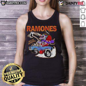 Premium Ramones Hey Ho Vamonos cartoon tank top featuring vibrant graphics and a stylish design for music lovers.