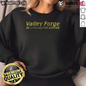 Premium Valley Forge Automotive Center sweatshirt in navy blue, showcasing logo and comfortable design for car enthusiasts.