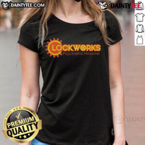 Top Clockworks Psychiatric Hospital Ladies Tee featuring a stylish design ideal for fans of unique graphic tees.
