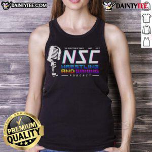 Alt Text: Top NSC Wrestling and Gaming Podcast tank top featuring bold logo and vibrant colors, perfect for fans of wrestling.