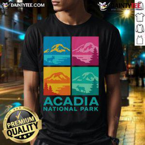 Awesome Acadia National Park Warhol Style T-Shirt featuring vibrant colors and iconic park imagery for nature lovers.