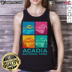 Awesome Acadia National Park Warhol style tank top featuring vibrant colors and iconic landscape design for nature lovers.