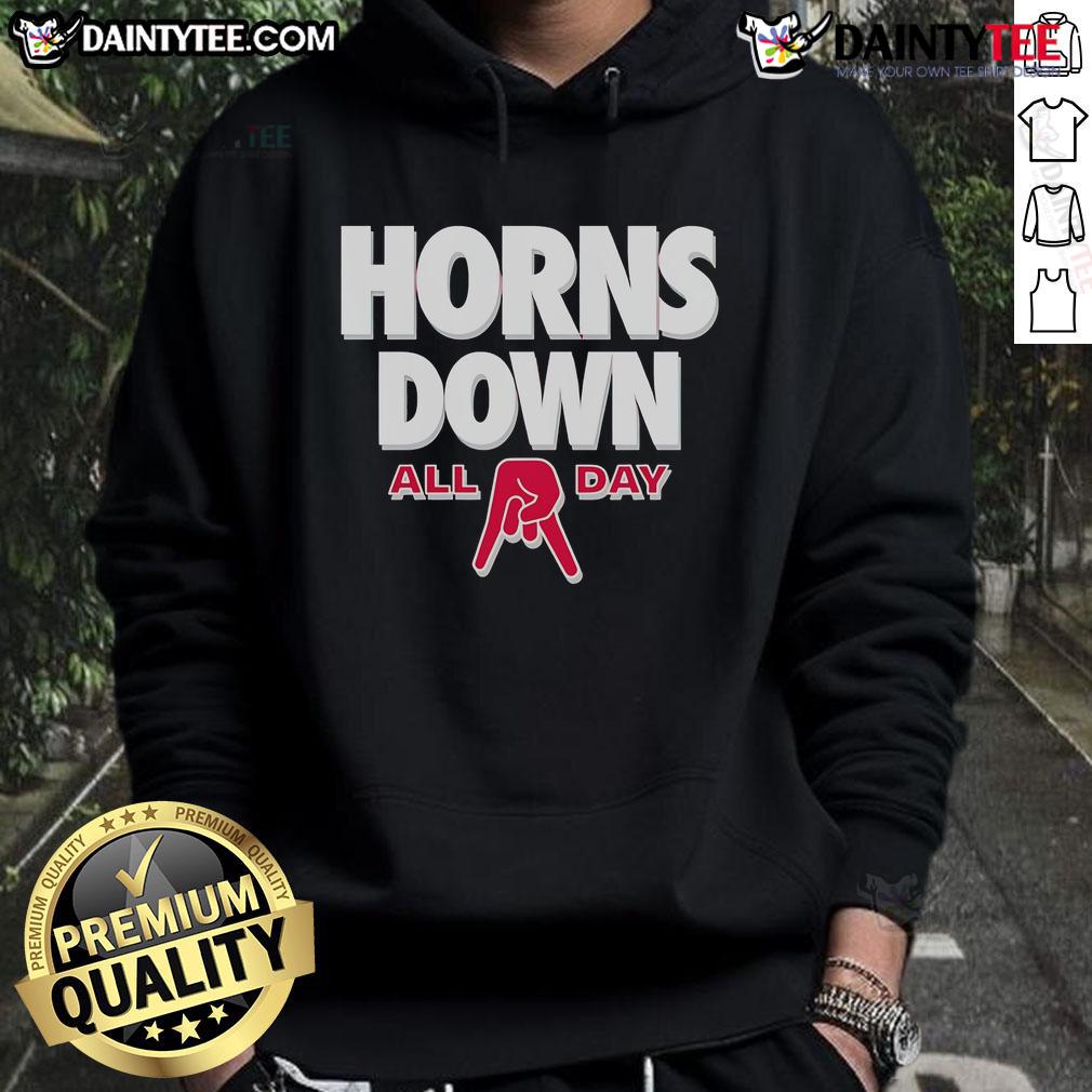 Awesome All Day Horns Down Ohio State Hoodie with vibrant colors and bold design, perfect for fans supporting their team.