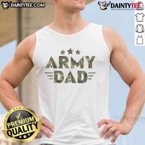 Awesome Army Dad Military Green Camo Text Tank Top featuring bold camo design, perfect for proud military fathers.