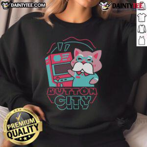 Awesome Button City Arcade Cute Sweatshirt featuring vibrant graphics and a cozy fit, perfect for gamers and casual wear.