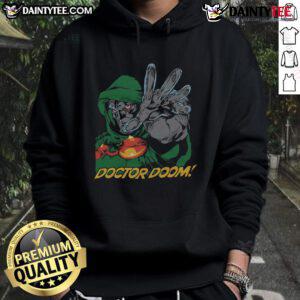 Awesome Fantastic Four Doctor Doom hoodie featuring a bold design, perfect for comic book fans and stylish wear.