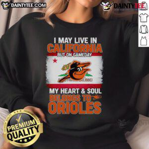 Orioles sweatshirt showcasing team pride, perfect for California fans on game day.