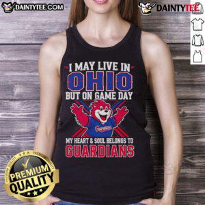 Ohio game day tank top showcasing Cleveland Guardians pride with bold graphics and vibrant colors.