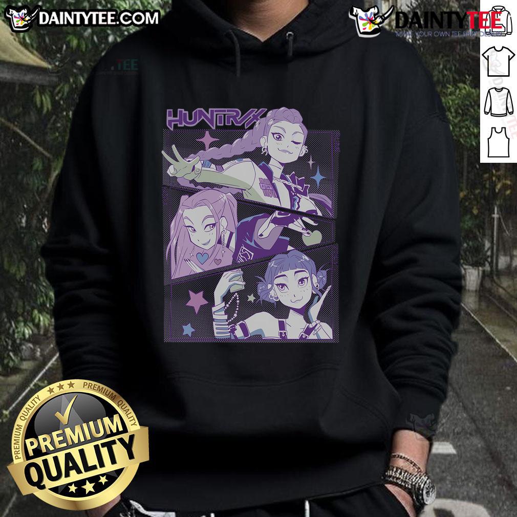 Awesome K-Pop Demon Hunters Huntrix Hoodie featuring vibrant graphics and a stylish design perfect for fans.