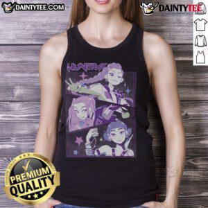 Awesome K-Pop Demon Hunters Huntrix tank top featuring vibrant graphics and a stylish design for fans.