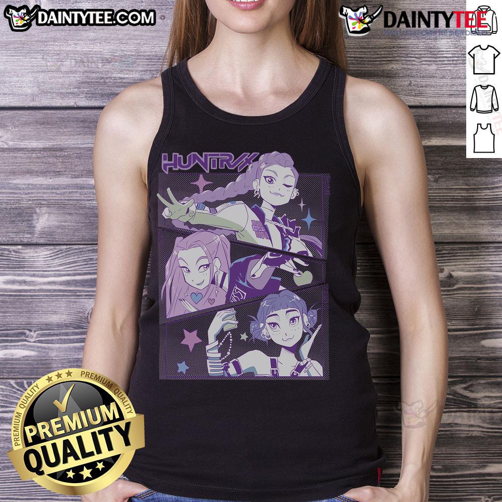 Awesome K-Pop Demon Hunters Huntrix tank top featuring vibrant graphics and a stylish design for fans.