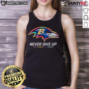 Awesome Never Give Up Fight Cancer in All Colors Baltimore Ravens Tank Top showcasing vibrant cancer awareness design.