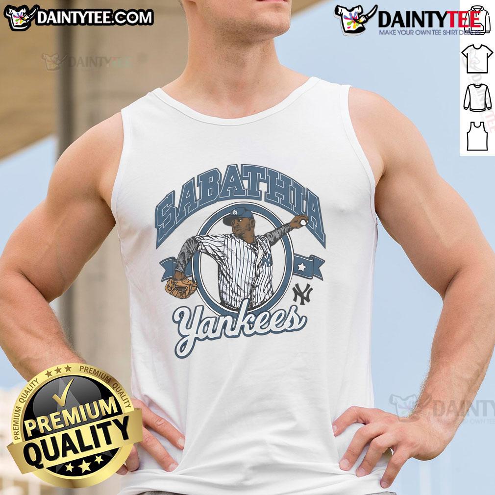 Alt Text: Stylish CC Sabathia tank top featuring New York Yankees logo, perfect for baseball fans and summer wear.