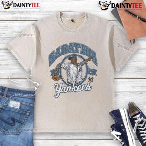 Awesome New York Yankees CC Sabathia washed t-shirt featuring vintage design, perfect for fans and collectors.
