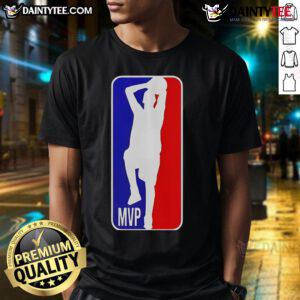 Awesome Nikola Jokic MVP shooting basketball logo T-shirt featuring a stylish design for fans of the Denver Nuggets.