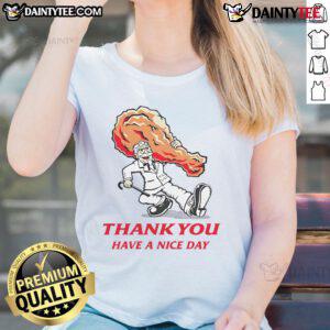 Awesome Thank You Have A Nice Day KFC Fried Chicken Ladies Tee featuring vibrant design and casual style for chicken lovers.
