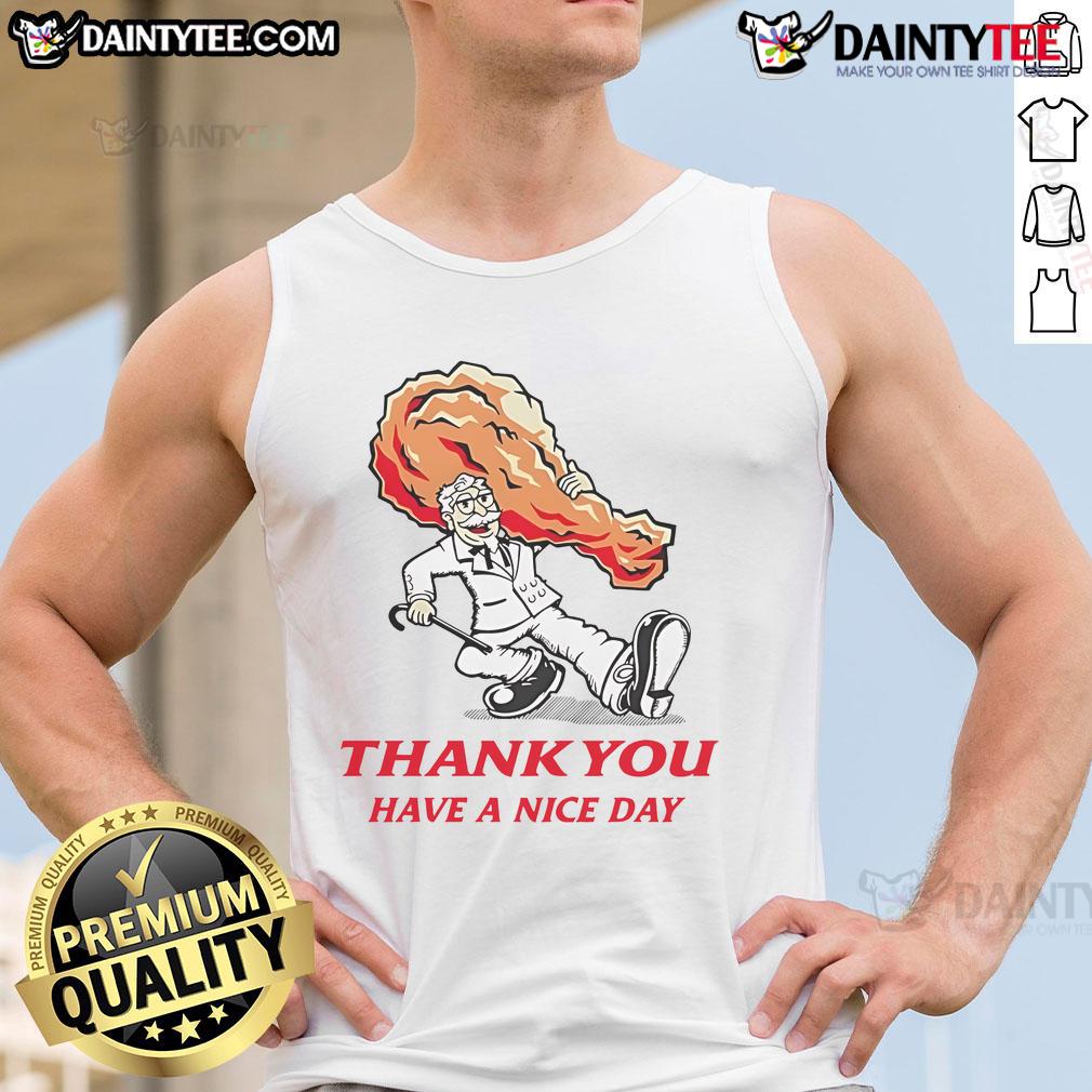 Awesome thank you KFC fried chicken tank top, perfect for casual wear, showcasing a fun and delicious food theme.