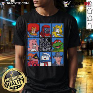 Alt Text: Awesome The 80s Bunch Cartoon T-Shirt featuring vibrant graphics of classic 80s cartoon characters.