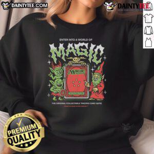 Awesome World of Magic trading card sweatshirt featuring vibrant designs inspired by Magic: The Gathering.