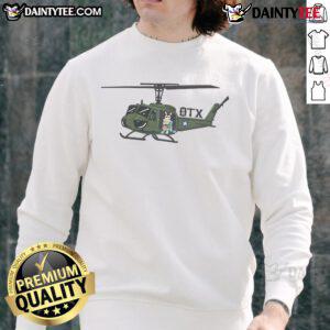 Alt Text: Cute Huey Goosey OTX helicopter sweatshirt featuring a vibrant design perfect for aviation enthusiasts.