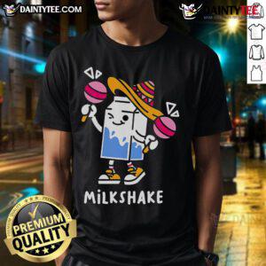 Cute Milkshake Maracas T-Shirt featuring vibrant colors and playful design, perfect for casual wear and music lovers.