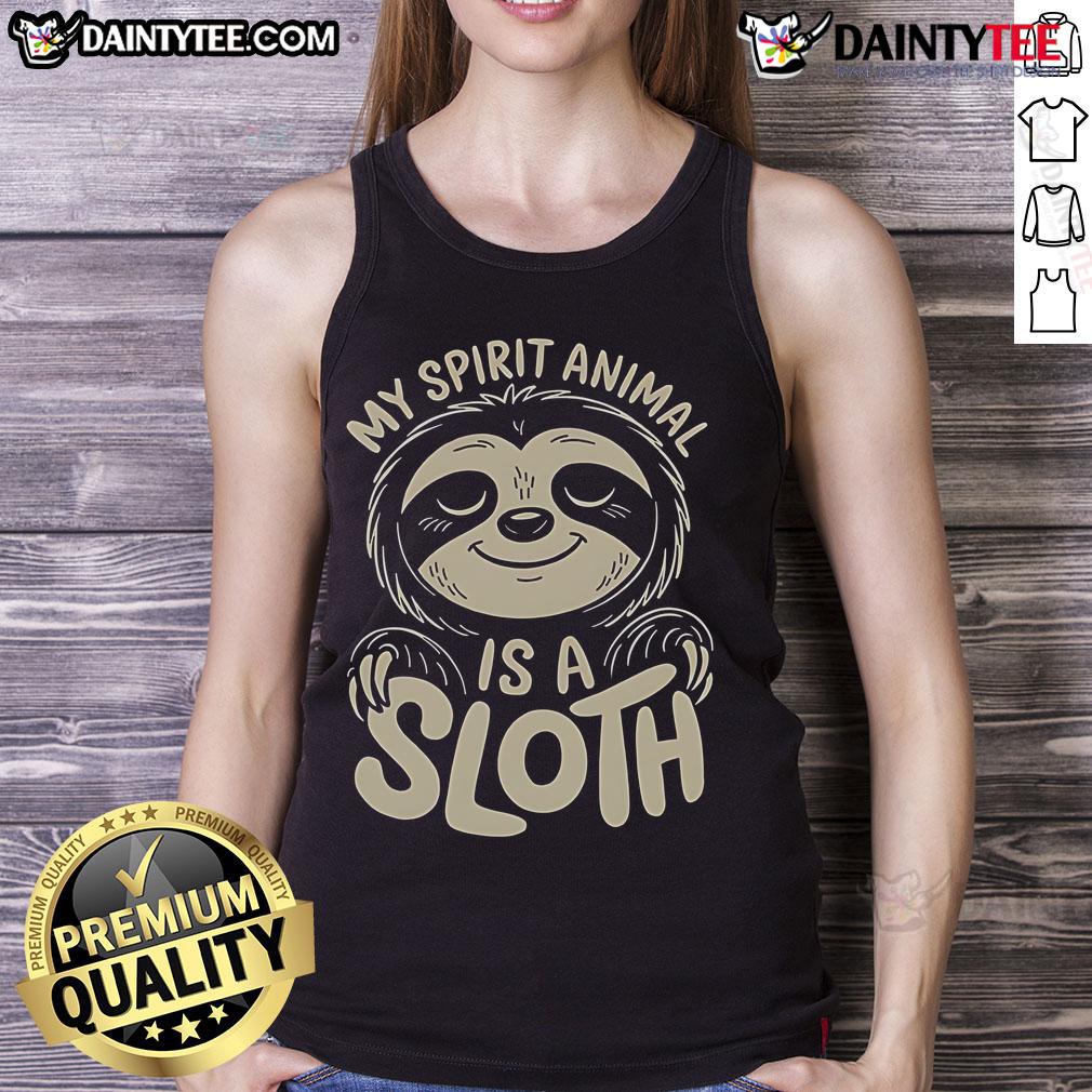Alt Text: Cute My Spirit Animal Is A Sloth Tank Top featuring a playful sloth graphic and vibrant colors for casual wear.