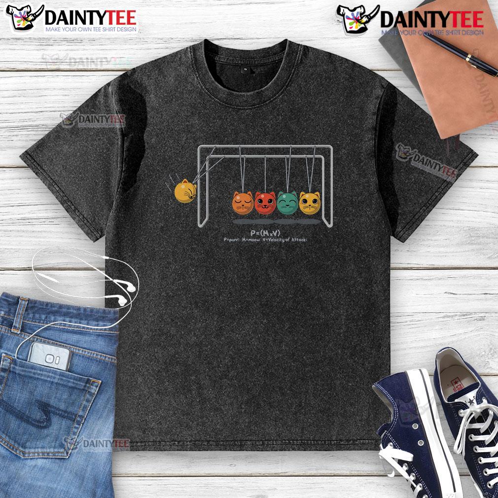 Cute Schrodinger in a box design on a physics-themed washed t-shirt for science enthusiasts.