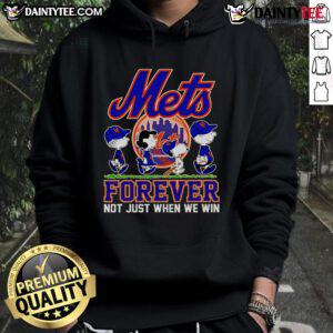 Alt Text: Cute Snoopy and the Peanuts New York Mets Forever Not Just We Win hoodie featuring vibrant graphics and cozy design.
