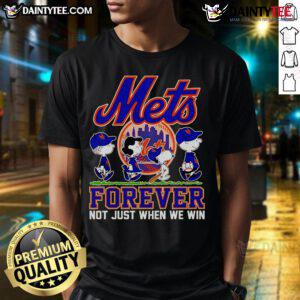 Alt Text: Cute Snoopy and the Peanuts New York Mets Forever t-shirt design celebrating team spirit and fandom.