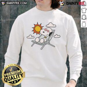Alt Text: Cute summer Snoopy sweatshirt featuring vibrant colors and playful design, perfect for casual outings.