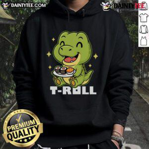 Cute T-Roll dinosaur sushi hoodie featuring vibrant colors and playful design, perfect for dino lovers and sushi fans.