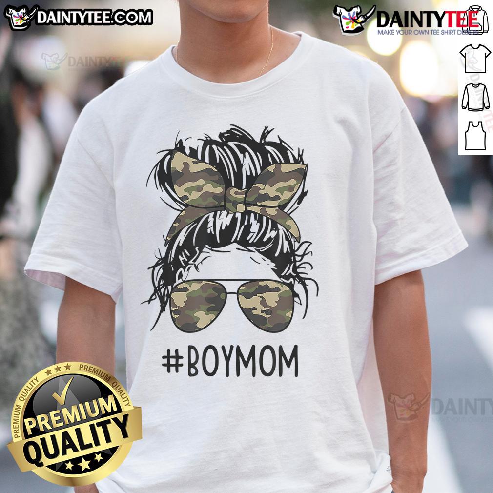 Funny Boy Moms T-Shirt featuring a messy bun design, perfect for celebrating mom life and motherhood with boys.