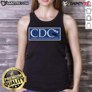 Funny CDC Center for Devouring Cookies Monster Cookies tank top design featuring a playful cookie monster graphic.