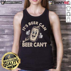 Funny 'It's Beer Can, Not Beer Can't' retro tank top design featuring playful graphics and vibrant colors.