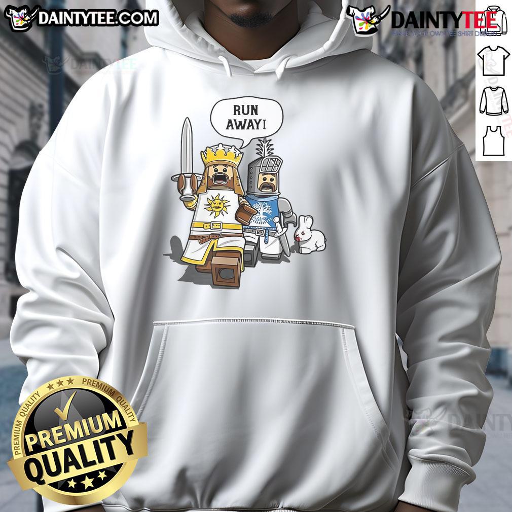 Funny Lego The Cowardly King Killer Rabbit Hoodie featuring a whimsical design and vibrant colors for fans of Monty Python.