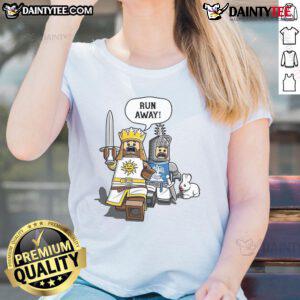 Funny Lego The Cowardly King Killer Rabbit Ladies Tee featuring a whimsical rabbit design in vibrant colors.
